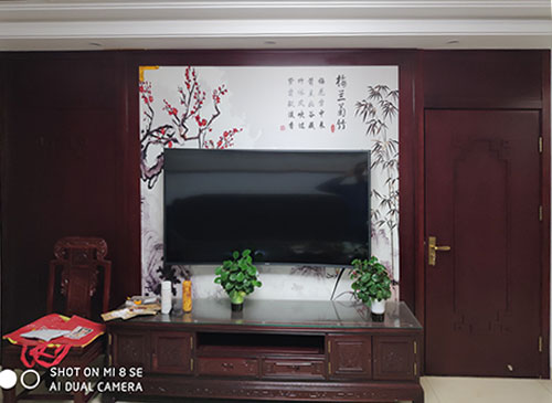 庆阳中式家庭装修电视柜效果展示