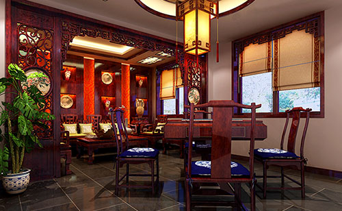 庆阳古典中式风格茶楼包间设计装修效果图