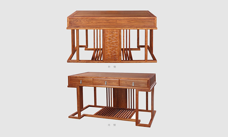 庆阳 别墅中式家居书房装修实木书桌效果图